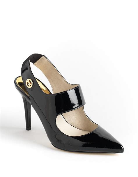 michael kors black patent leather slingback pumps